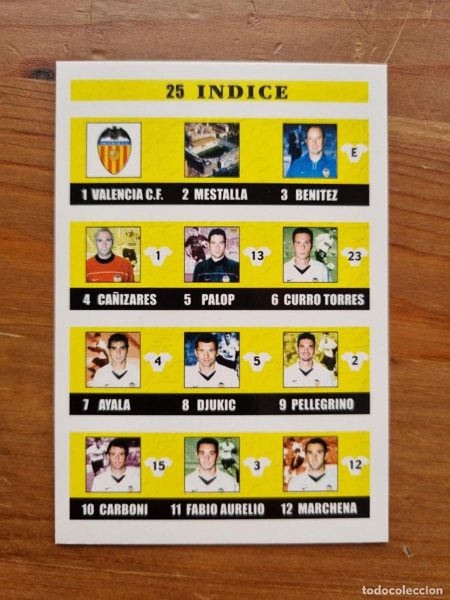Cromos de f&uacute;tbol: 25 &Iacute;NDICE (Valencia CF). Las Fichas de la Liga 2002 2003 02 03 (Mundicromo)