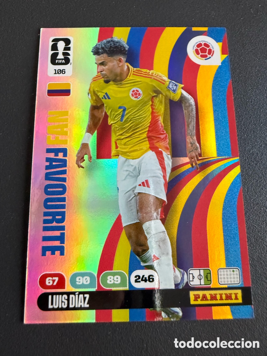 Cromos de f&uacute;tbol: Adrenalyn XL. Mundial 2026. 106. Fan Favourite. LUIS D&Iacute;AZ