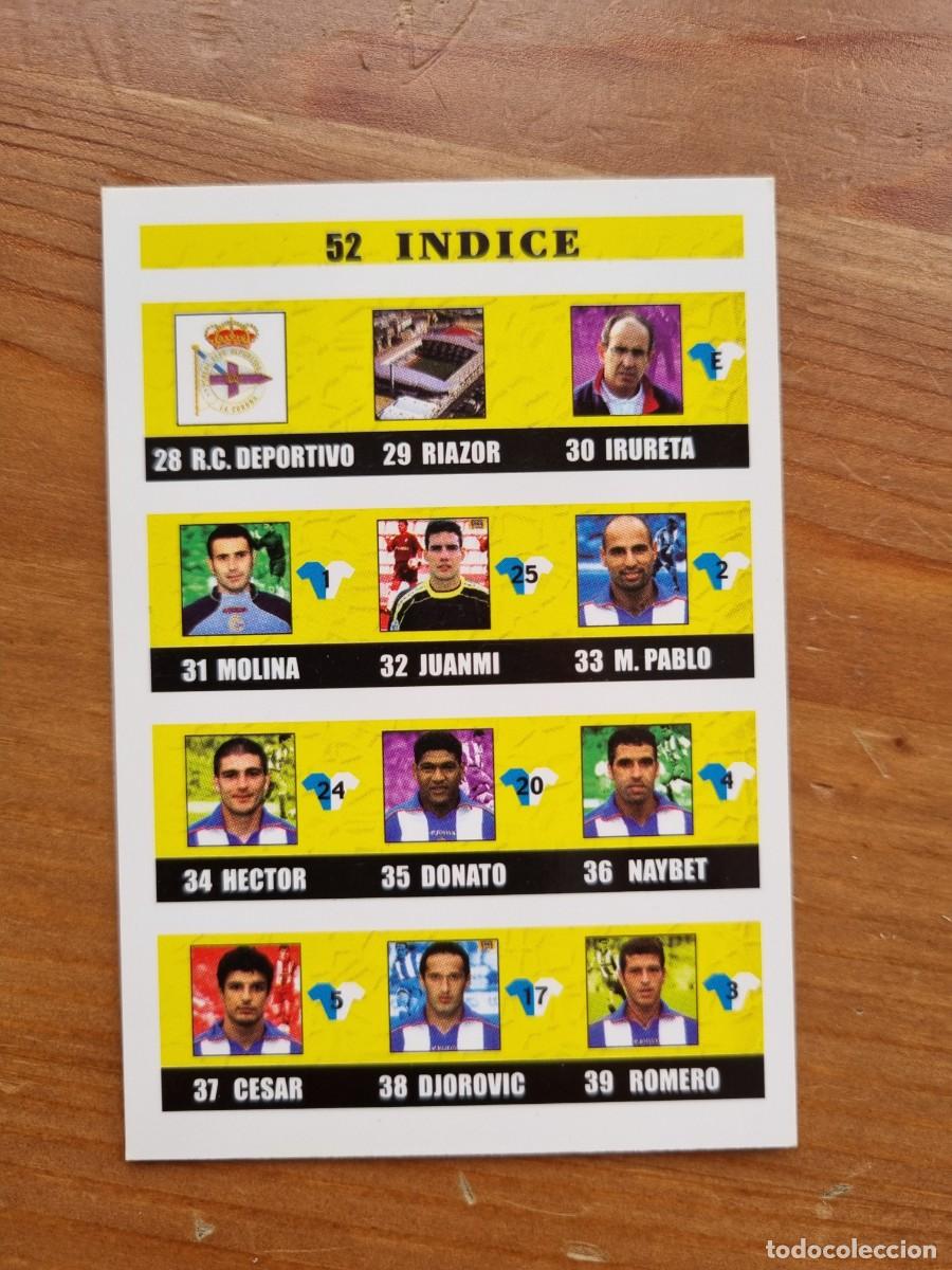 Football Stickers: 52 &Iacute;NDICE (Deportivo La Coru&ntilde;a). Las Fichas de la Liga 2002 2003 02 03 (Mundicromo)