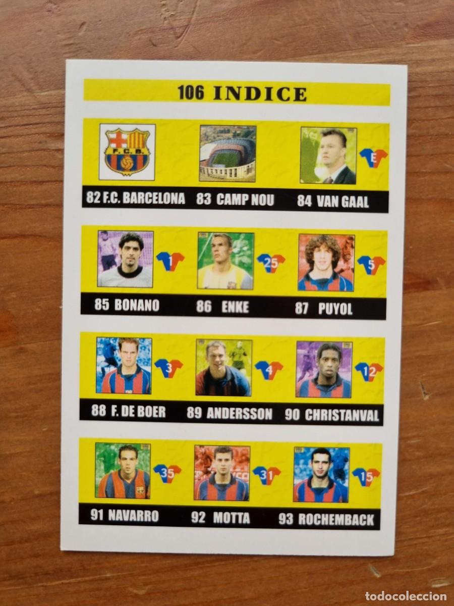 Cromos de f&uacute;tbol: 106 &Iacute;NDICE (FC Barcelona). Las Fichas de la Liga 2002 2003 02 03 (Mundicromo)