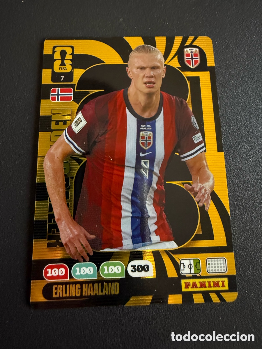 Cromos de f&uacute;tbol: Adrenalyn XL. Mundial 2026. 7. BAL&Oacute;N DE ORO. HAALAND