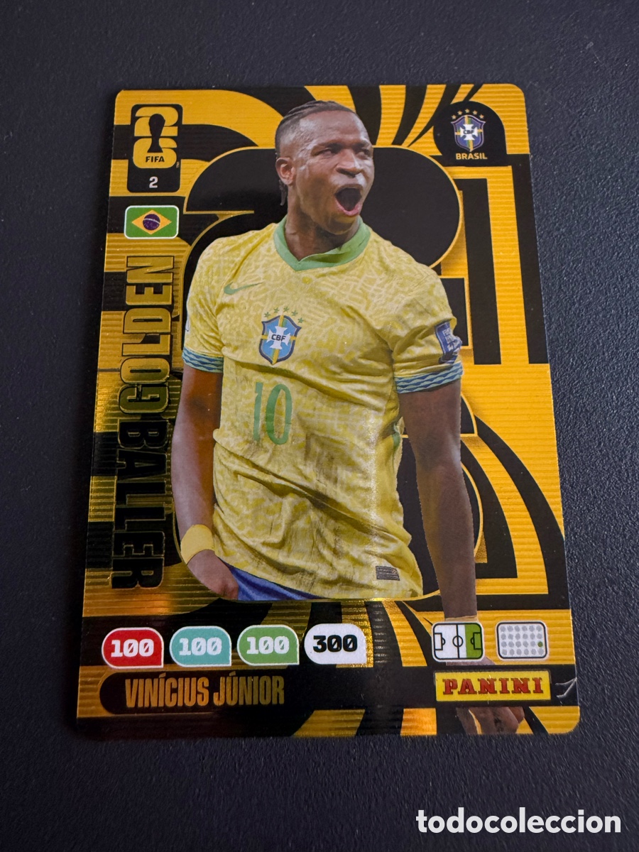 Cromos de f&uacute;tbol: Adrenalyn XL. Mundial 2026. 2. BAL&Oacute;N DE ORO. VINICIUS Jr