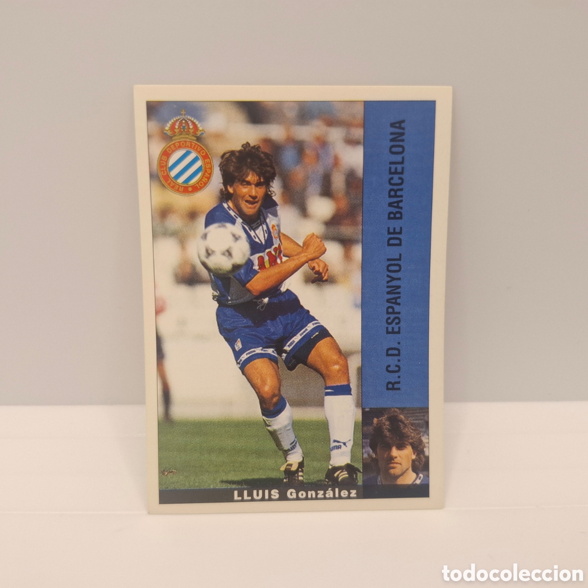 Cromos de f&uacute;tbol: R. C. D. Espa&ntilde;ol - Lluis Gonzalez - Panini Liga 1995-1996, 95-96 Sin pegar - Adhesivo