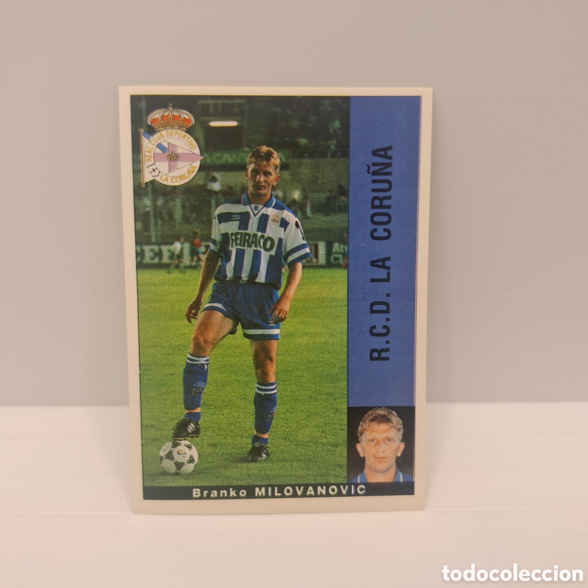 Cromos de f&uacute;tbol: R. C. D. La Coru&ntilde;a - Branko Milovanovic - Panini Liga 1995-1996, 95-96 Sin pegar - Adhesivo
