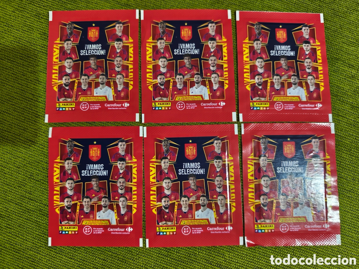 Cromos de f&uacute;tbol: LOTE DE 6 SOBRES DE LA COLECCI&Oacute;N VAMOS SELECCI&Oacute;N DE PANINI Y CARREFOUR. EURO 2024 ESPA&Ntilde;A CAMPE&Oacute;N