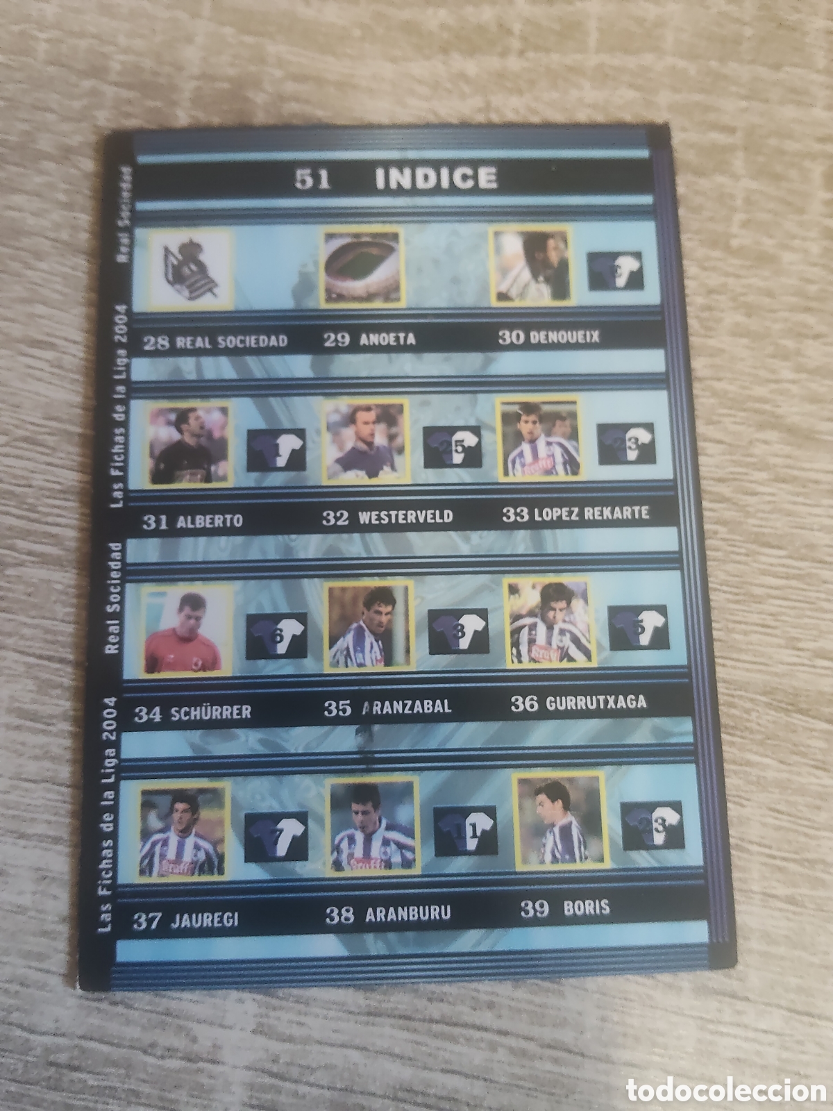 Cromos de f&uacute;tbol: Mundicromo las fichas de la liga 2004 51 &Iacute;ndice Real Sociedad