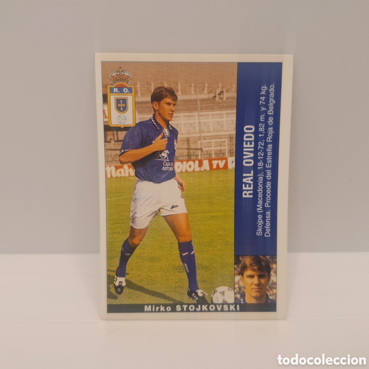 Cromos de f&uacute;tbol: Real Oviedo - Mirko Stojkovski - Panini Liga 1995-1996, 95-96 Sin pegar - Adhesivo