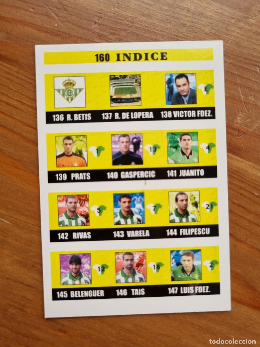 Cromos de f&uacute;tbol: 160 &Iacute;NDICE (Real Betis). Las Fichas de la Liga 2002 2003 02 03 (Mundicromo)