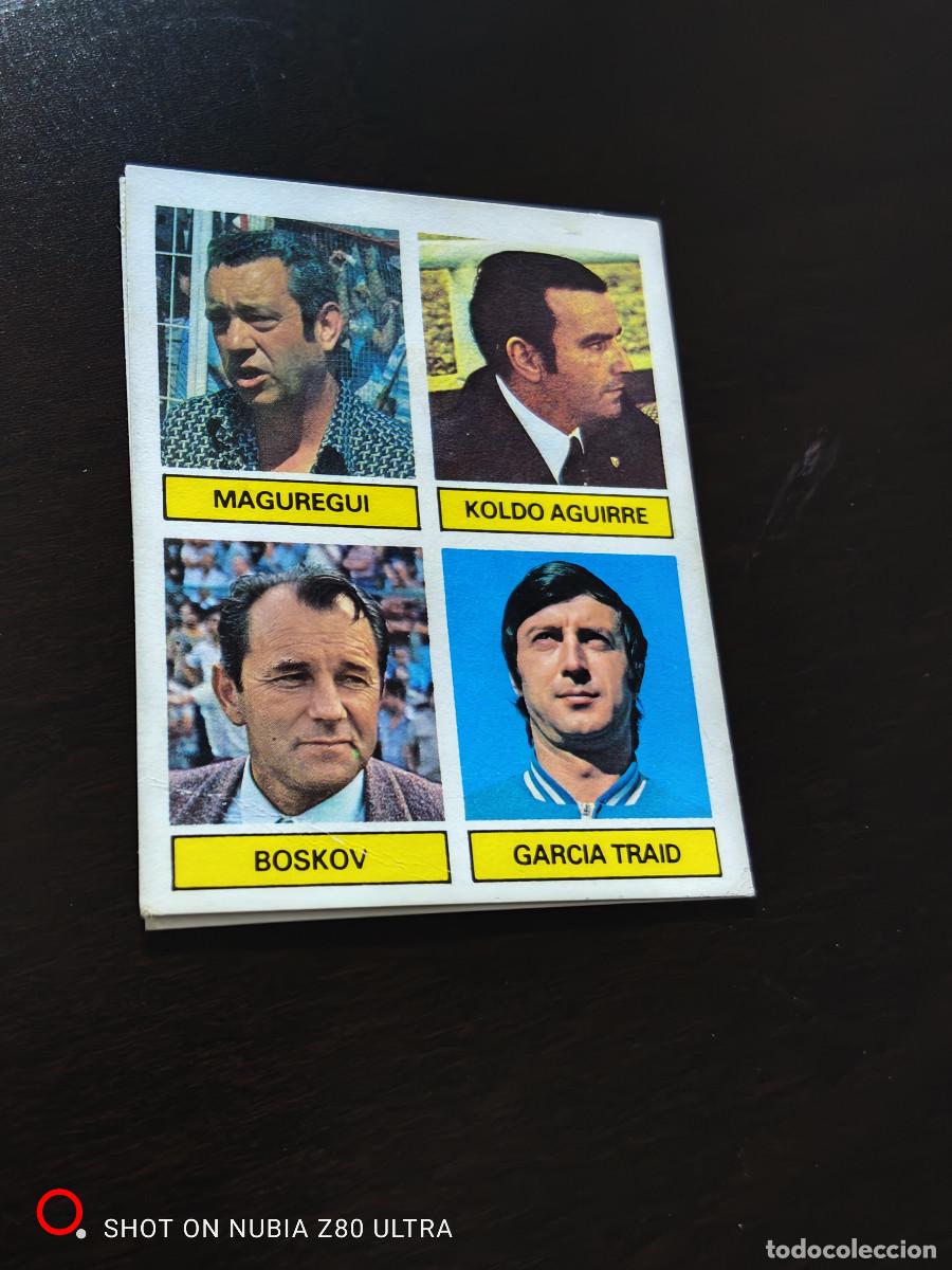 Figurine di Calcio: Garc&iacute;a Traid, Maguregui, Coloca Entrenadores, Editorial Este 81/82. 1981/1982, despegado