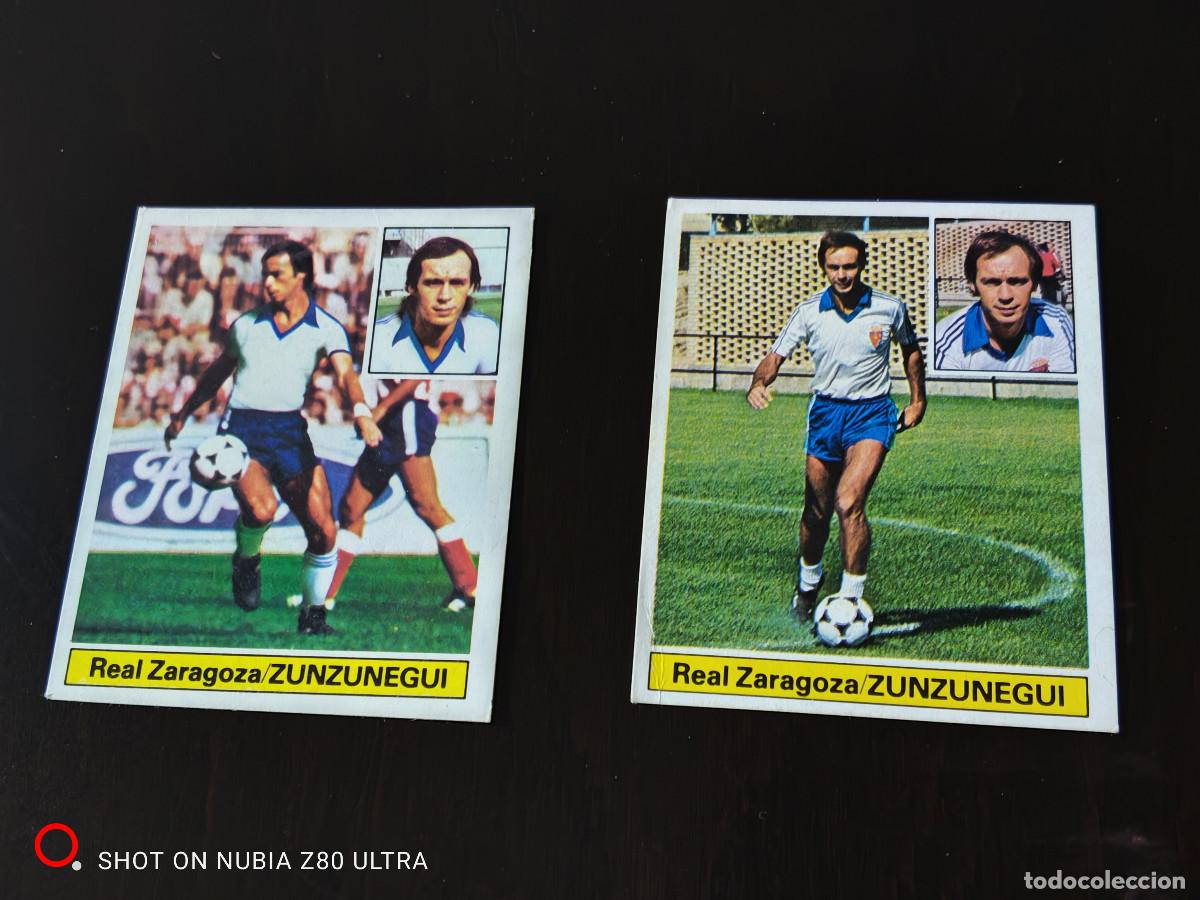 Fu&szlig;ball-Sticker: Zunzunegui Real Zaragoza, las 2 versiones, Fichaje n&ordm;3, Editorial Este 81/82. 1981/1982, despegado