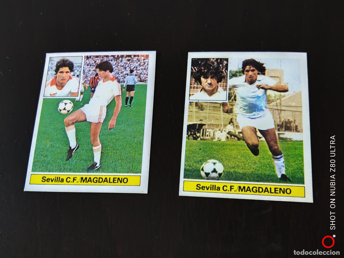 Figurine di Calcio: Magdaleno Sevilla CF las 2 versiones Fichaje n&ordm;13, Editorial Este 81/82. 1981/1982, despegado