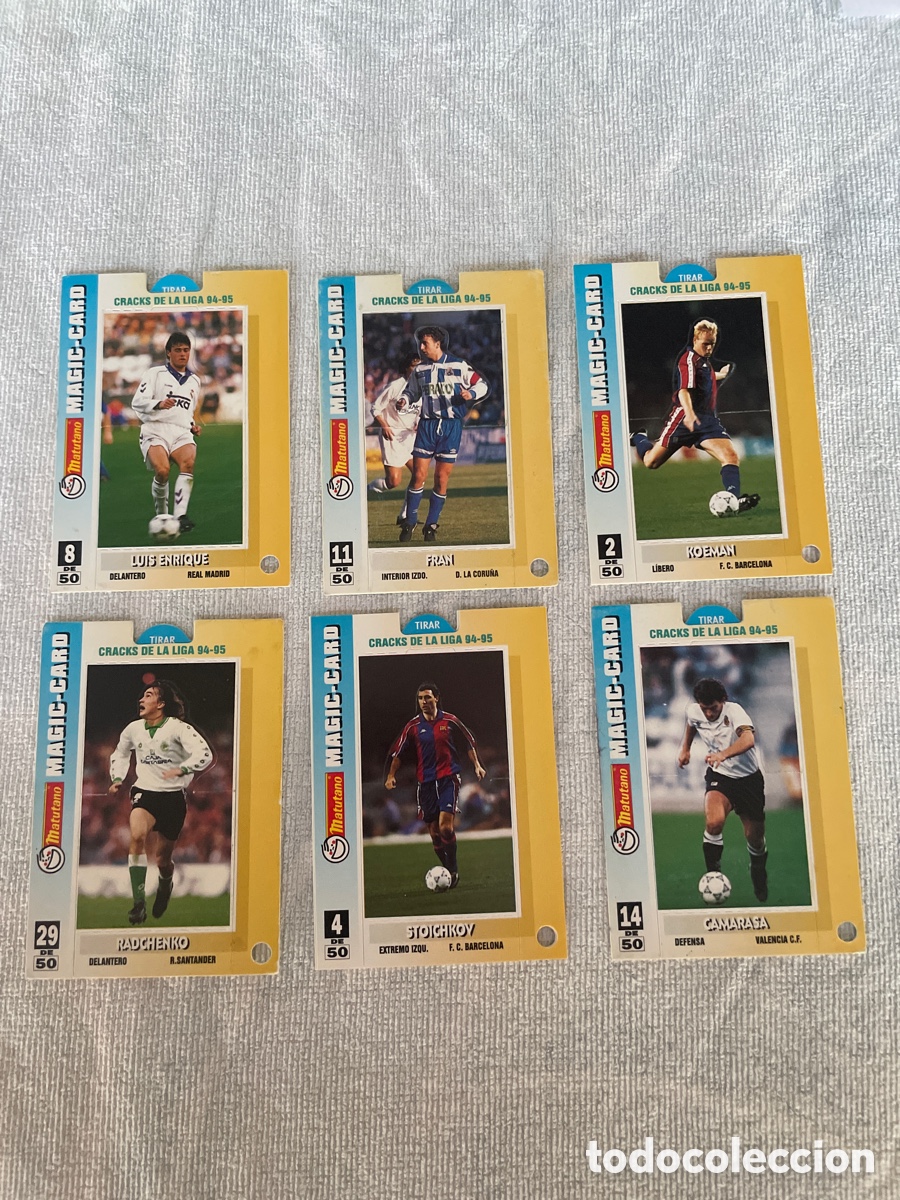 Cromos de f&uacute;tbol: CRACKS DE LA LIGA 94-95 MAGIC-CARD MATUTANO Lote de 6, nuevos y sin repetir