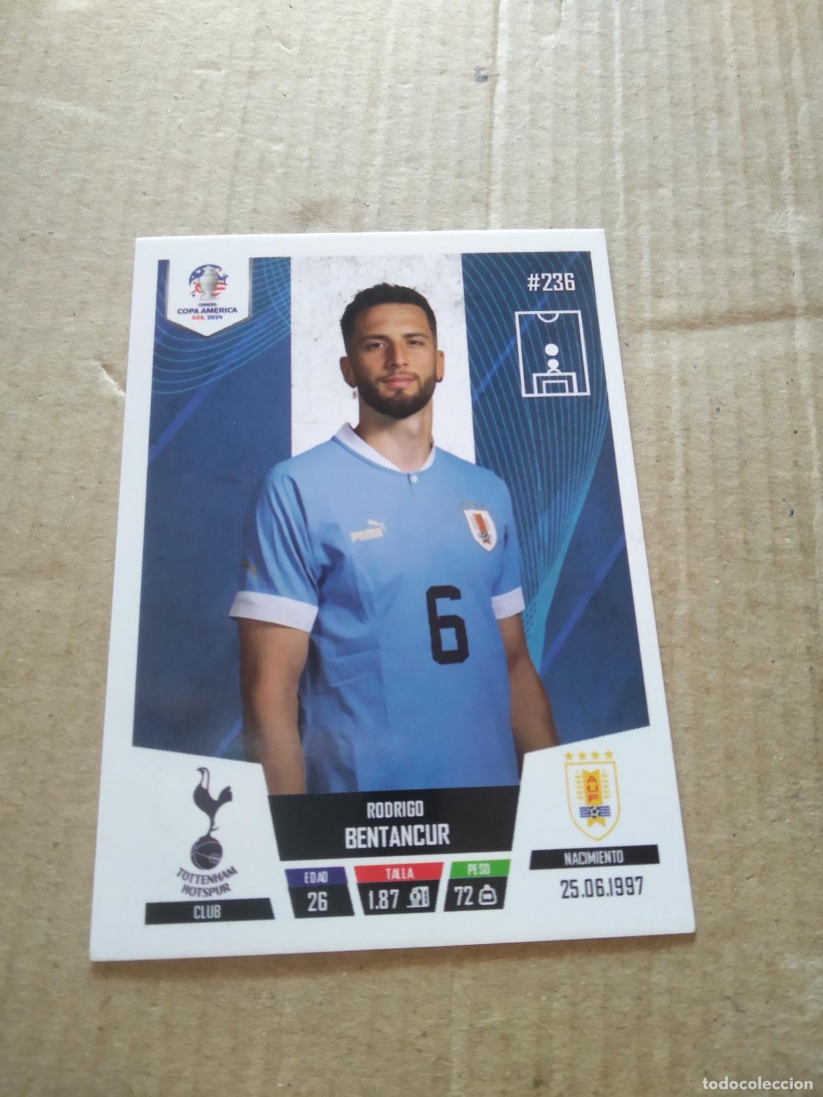 Cromos de f&uacute;tbol: 236 RODRIGO BENTANCUR URUGUAY CROMO FUTBOL COPA AMERICA 2024 EDITADO EN PERU