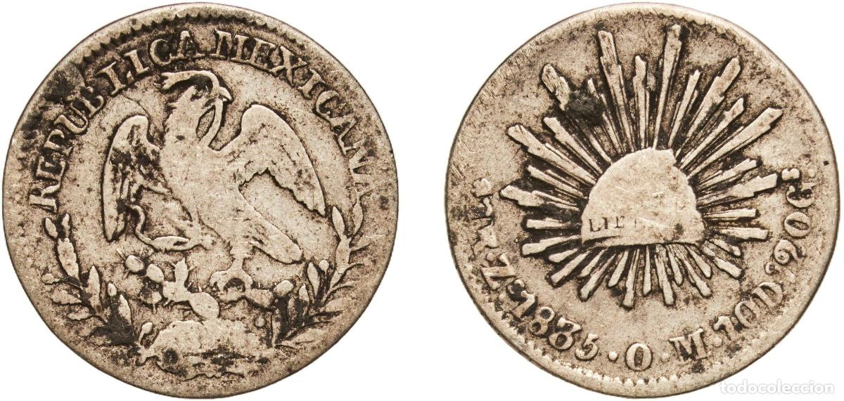 Cromos de f&uacute;tbol: 1 Real 1835 Zs OM A&ntilde;o: 1835 Zs OM Valor facial: 1 Real Material: Silver (.903) Ceca: Mexican Mint P