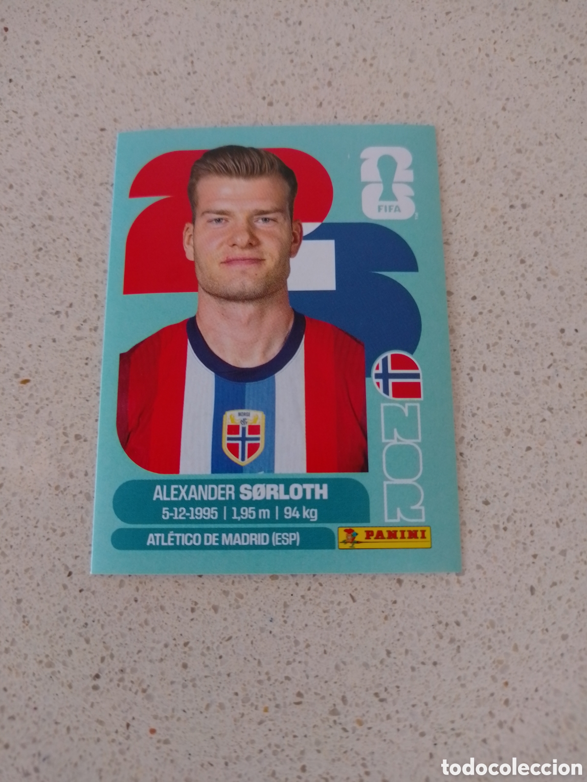 Fu&szlig;ball-Sticker: CROMO NUMERO 16 SORLOTH NORUEGA. MUNDIAL 2026. PANINI.
