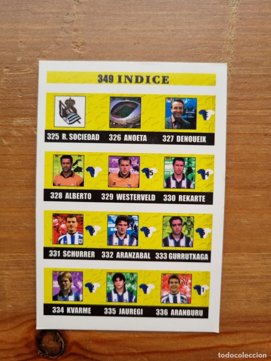 Cromos de f&uacute;tbol: 349 &Iacute;NDICE (Real Sociedad). Las Fichas de la Liga 2002 2003 02 03 (Mundicromo)