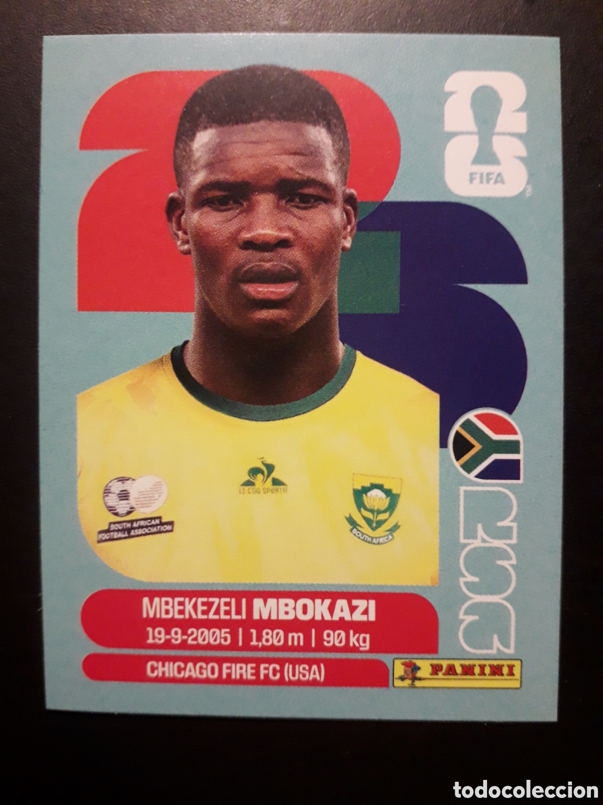 Cromos de f&uacute;tbol: MBOKAZI SUD&Aacute;FRICA RSA 6 MUNDIAL F&Uacute;TBOL 2026 FIFA WORLD CUP PANINI SIN PEGAR PEDIDO M&Iacute;NIMO 3&euro;