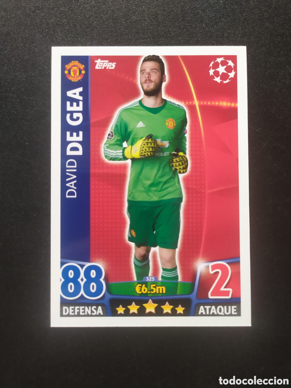 Cromos de f&uacute;tbol: UEFA Champions match attax topps 2015 2016 15 16 De Gea n&deg; 325 Manchester United