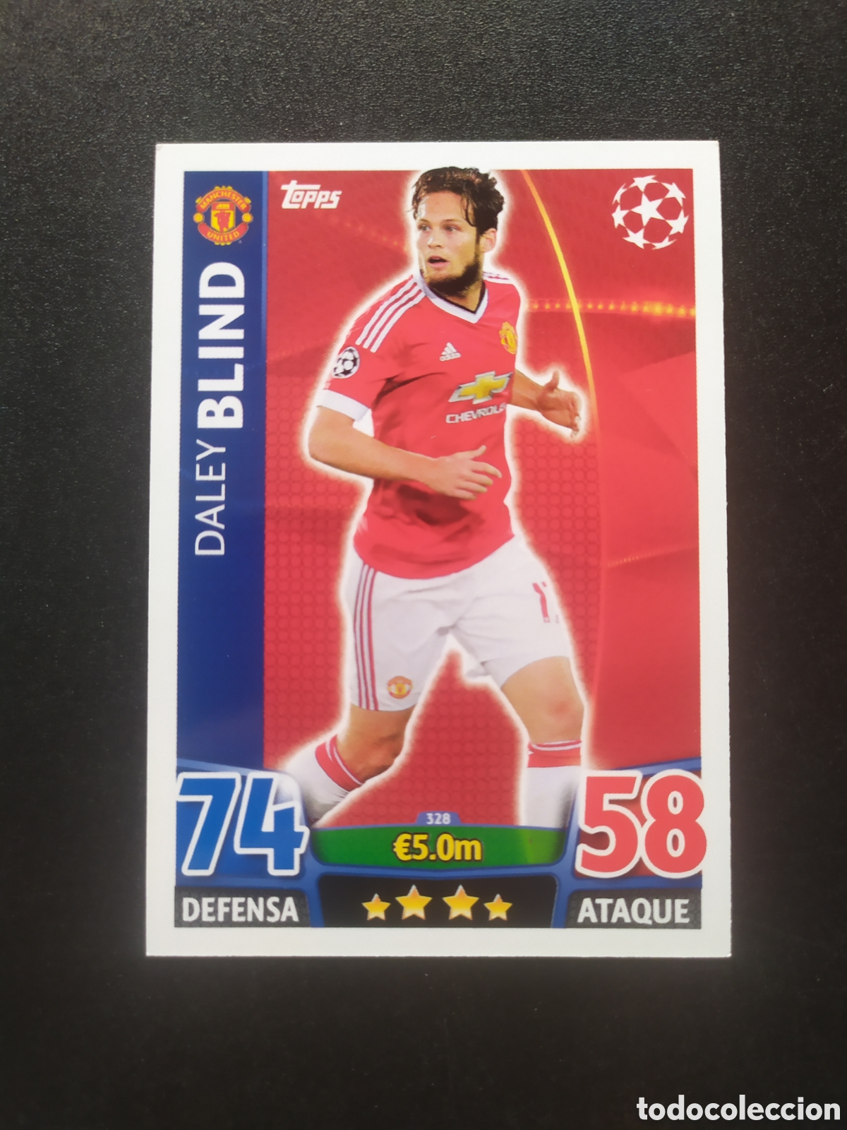 Cromos de f&uacute;tbol: UEFA Champions match attax topps 2015 2016 15 16 Blind n&deg; 328 Manchester United
