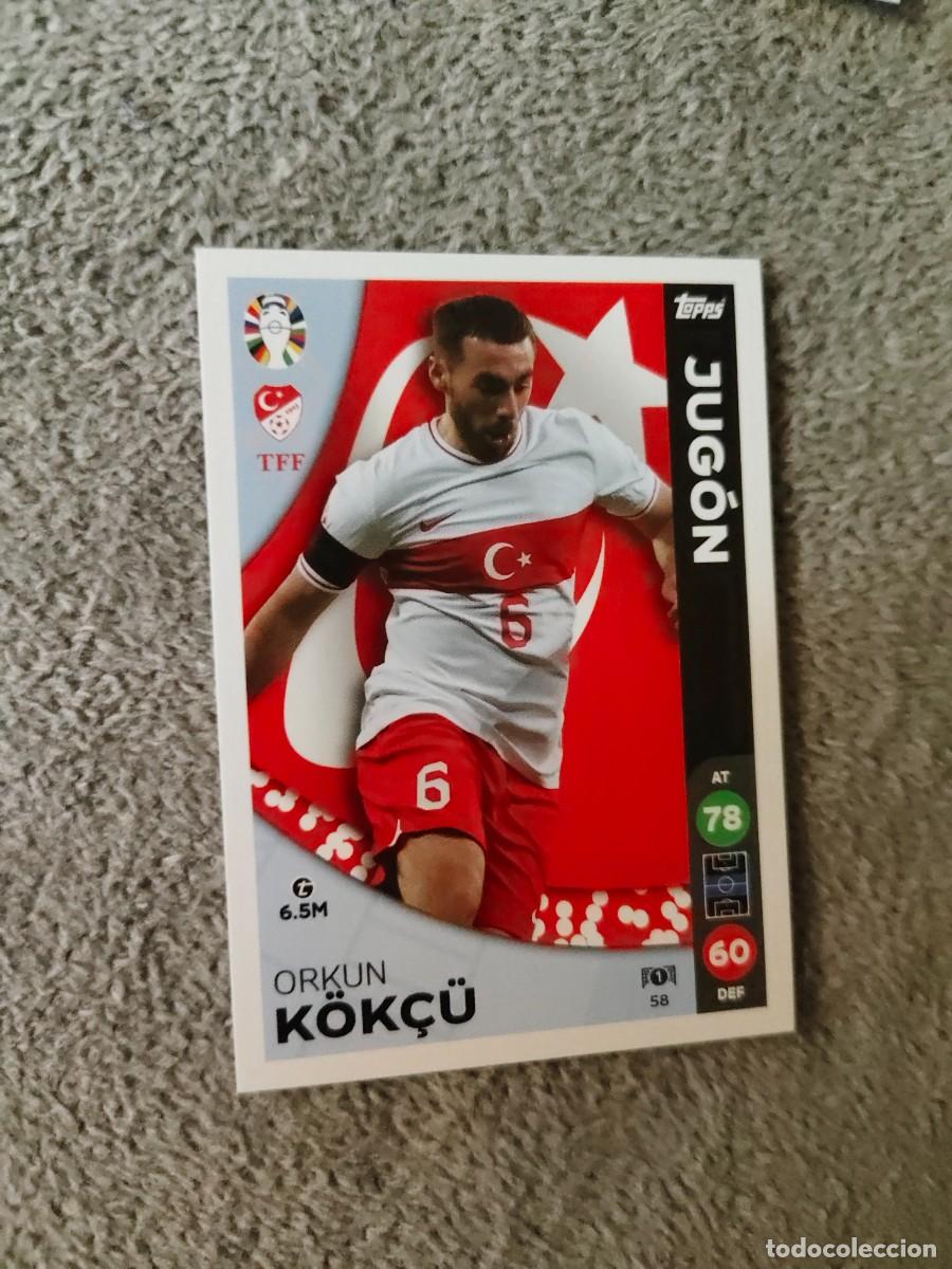 Cartes &agrave; collectionner de Football: 58 TOPPS EURO 2024 ORKUN K&Ouml;K&Ccedil;&Uuml; TURKEY TURQUIA JUG&Oacute;N MATCH ATTAX EUROCOPA 24 LIDL AAT