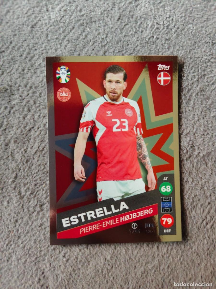 Cromos de f&uacute;tbol: 100 TOPPS EURO 2024 PIERRE-EMILE H&Oslash;JBJERG DENMARK DINAMARCA ESTRELLA MATCH ATTAX EUROCOPA 24 LIDL AA