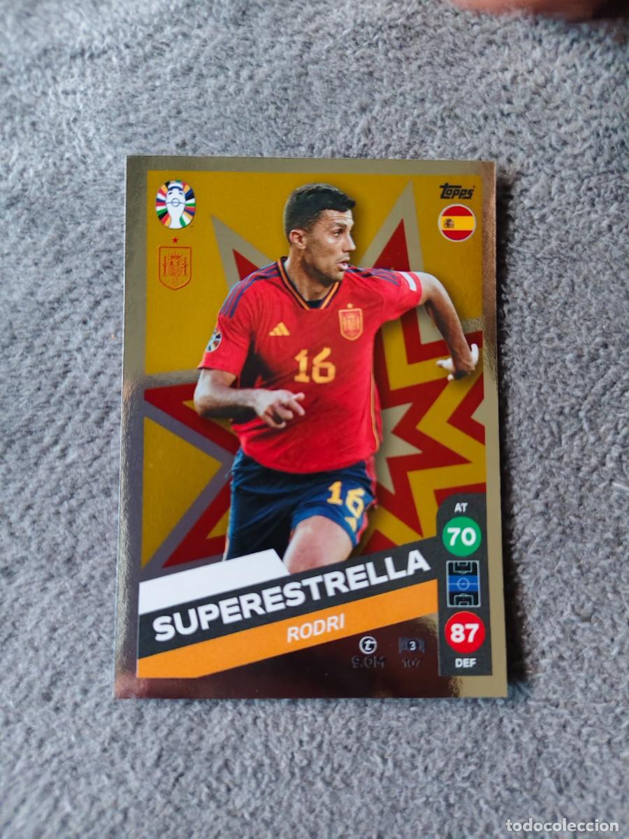 Cromos de f&uacute;tbol: 107 TOPPS EURO 2024 RODRI SPAIN ESPA&Ntilde;A ESTRELLA MATCH ATTAX EUROCOPA 24 LIDL AAT