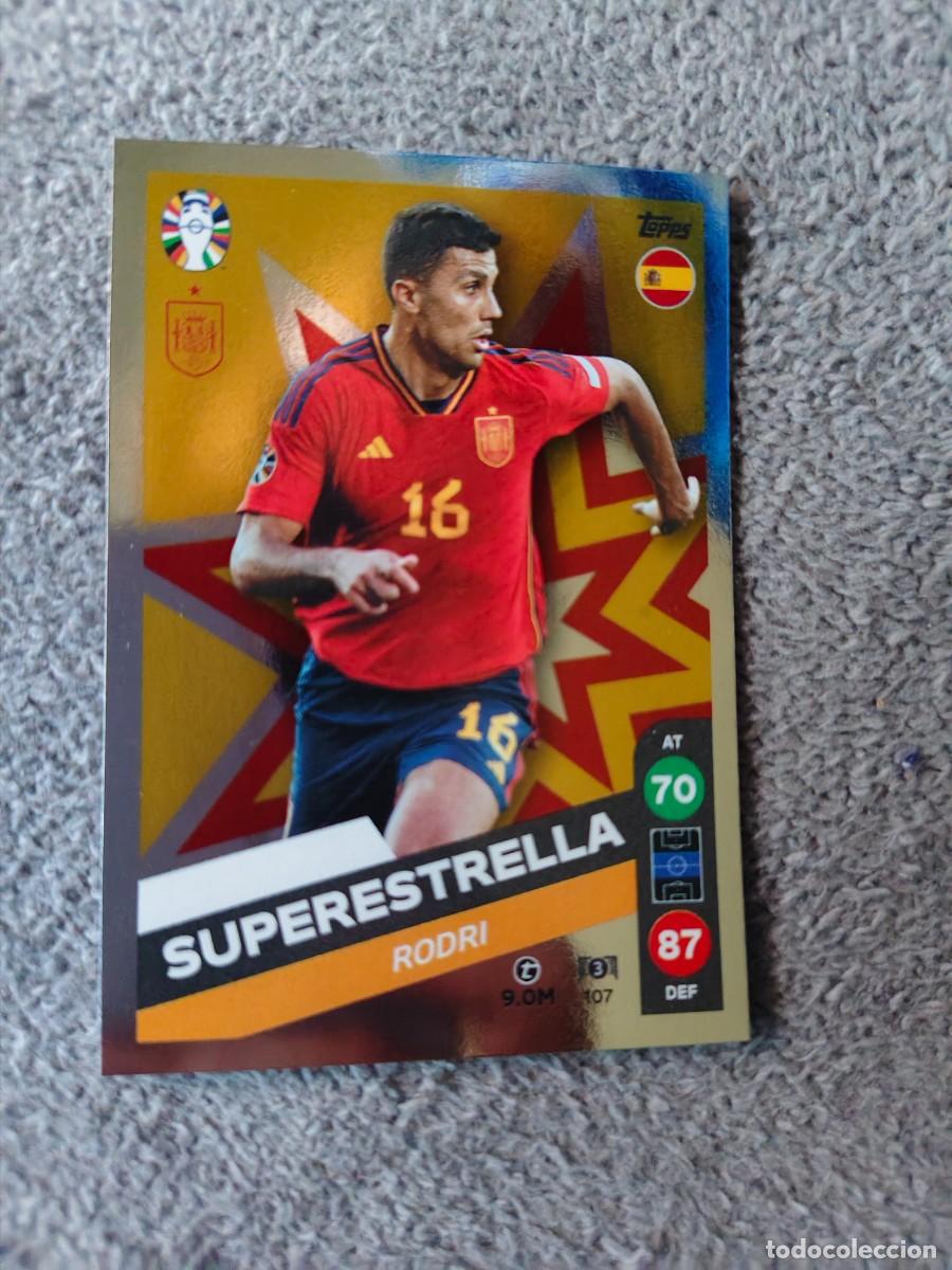Cromos de f&uacute;tbol: 107 TOPPS EURO 2024 RODRI SPAIN ESPA&Ntilde;A ESTRELLA MATCH ATTAX EUROCOPA 24 LIDL AAT