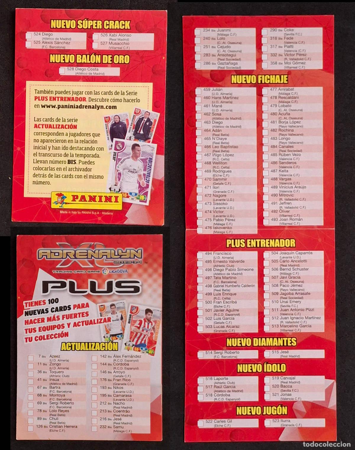 Cromos de f&uacute;tbol: Lista Actualizaci&oacute;n Adrenalyn XL 2013-2014 13-14