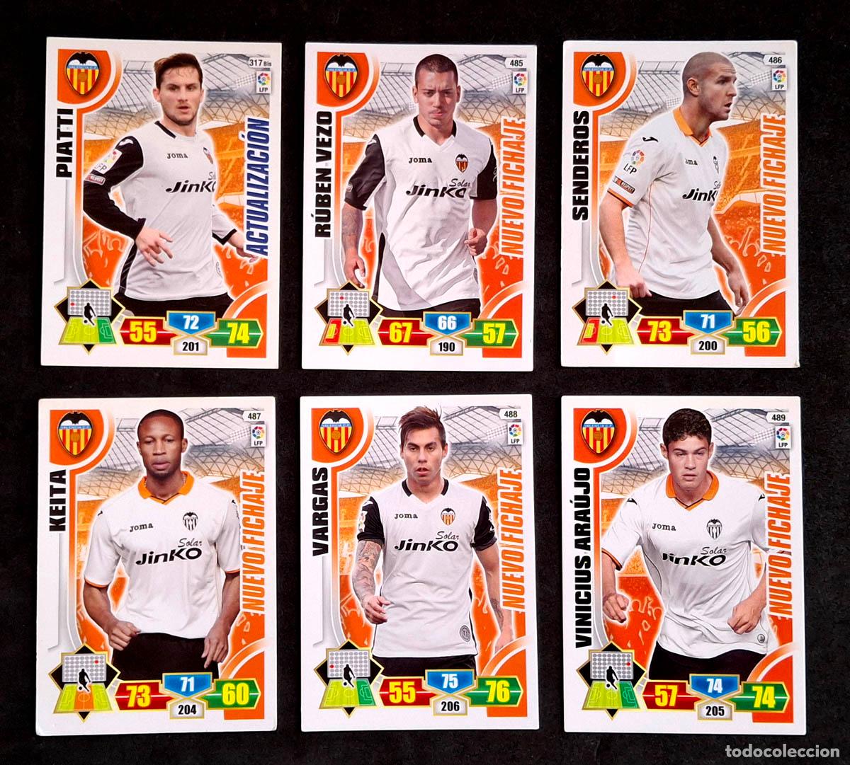 Football Stickers: 6 cards Actualizaci&oacute;n y Nuevo Fichaje Valencia Adrenalyn XL 2013-2014 13-14