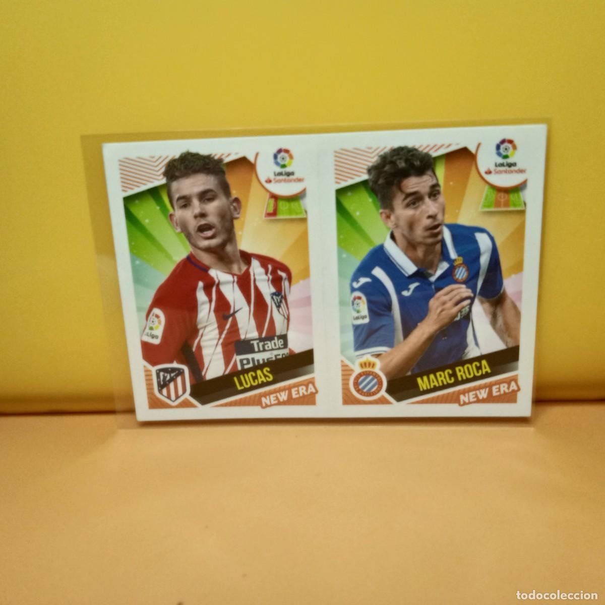Fu&szlig;ball-Sticker: EDICIONES ESTE 2018 2019 18 19 NEW ERA 9 MARC ROCA/LUCAS ESPANYOL/ATL MADRID