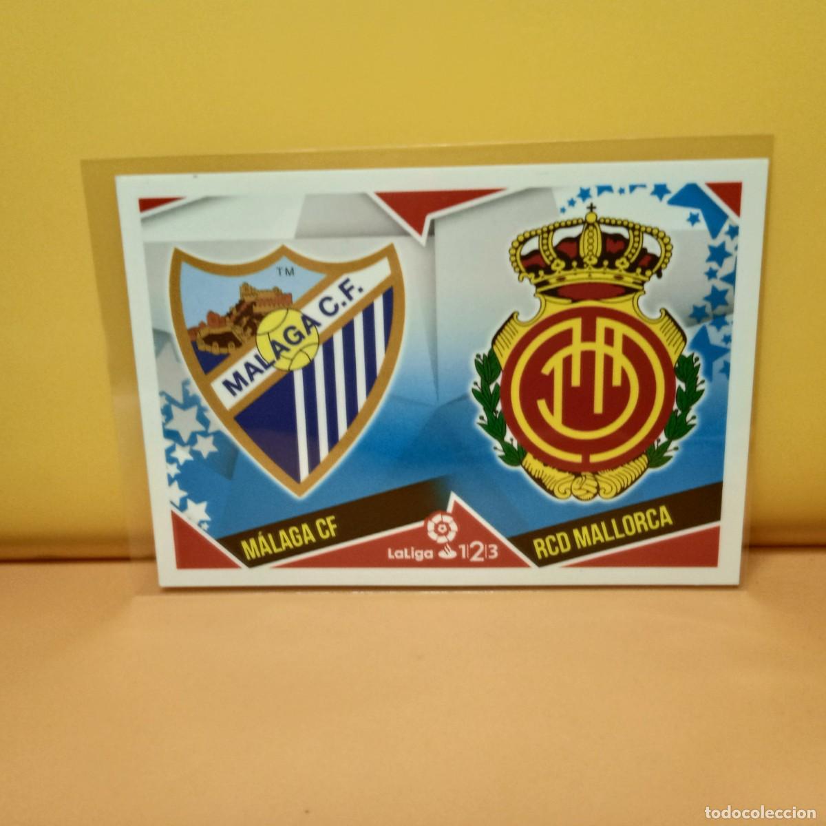 Fu&szlig;ball-Sticker: EDICIONES ESTE 2018 2019 18 19 (LIGA 1.2,3) ESCUDOS 7 M&Aacute;LAGA CF, RCD MALLORCA