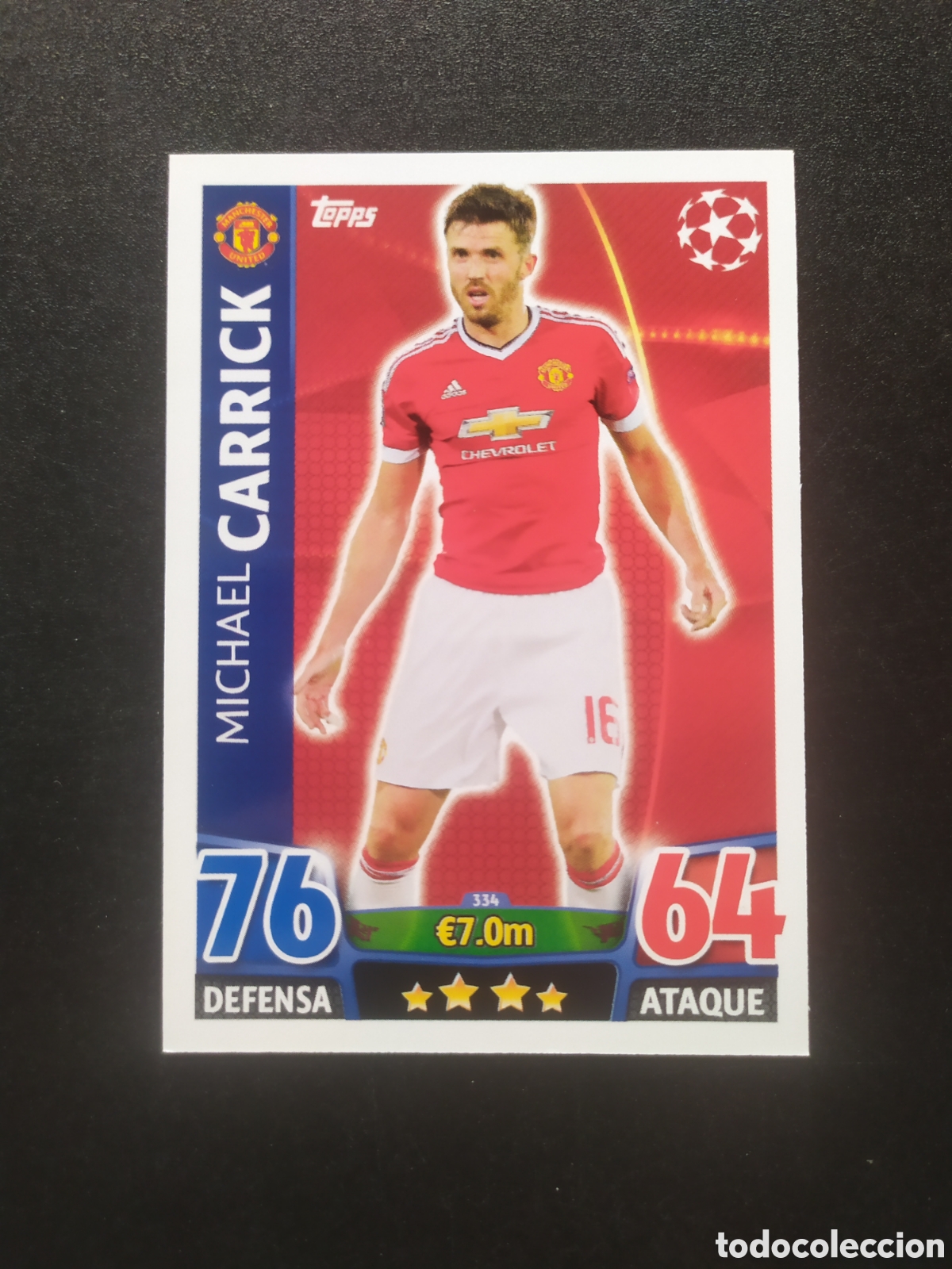 Cromos de f&uacute;tbol: UEFA Champions match attax topps 2015 2016 15 16 Carrick n&deg; 334 Manchester United