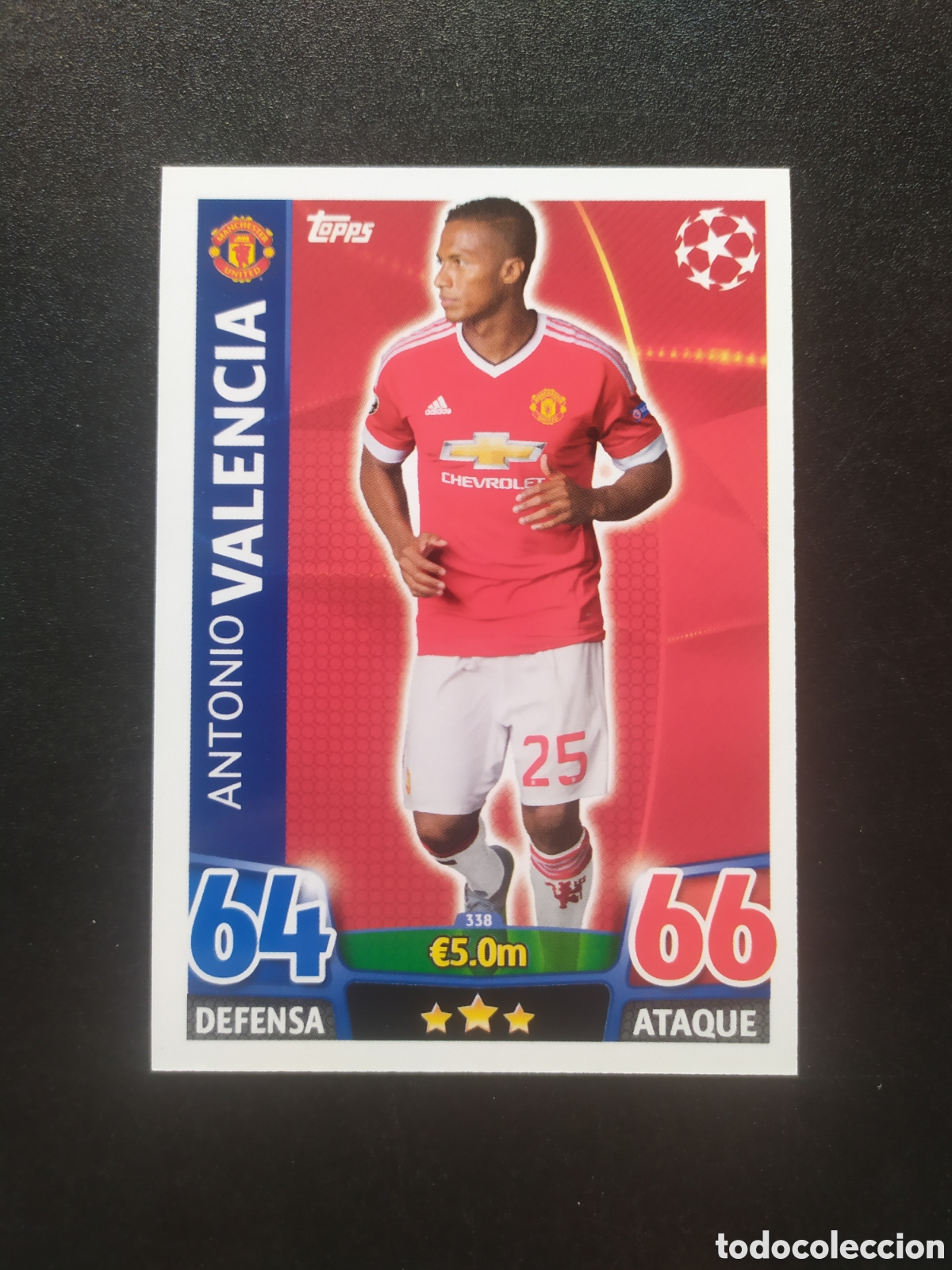 Cromos de f&uacute;tbol: UEFA Champions match attax topps 2015 2016 15 16 Antonio Valencia n&deg; 338 Manchester United