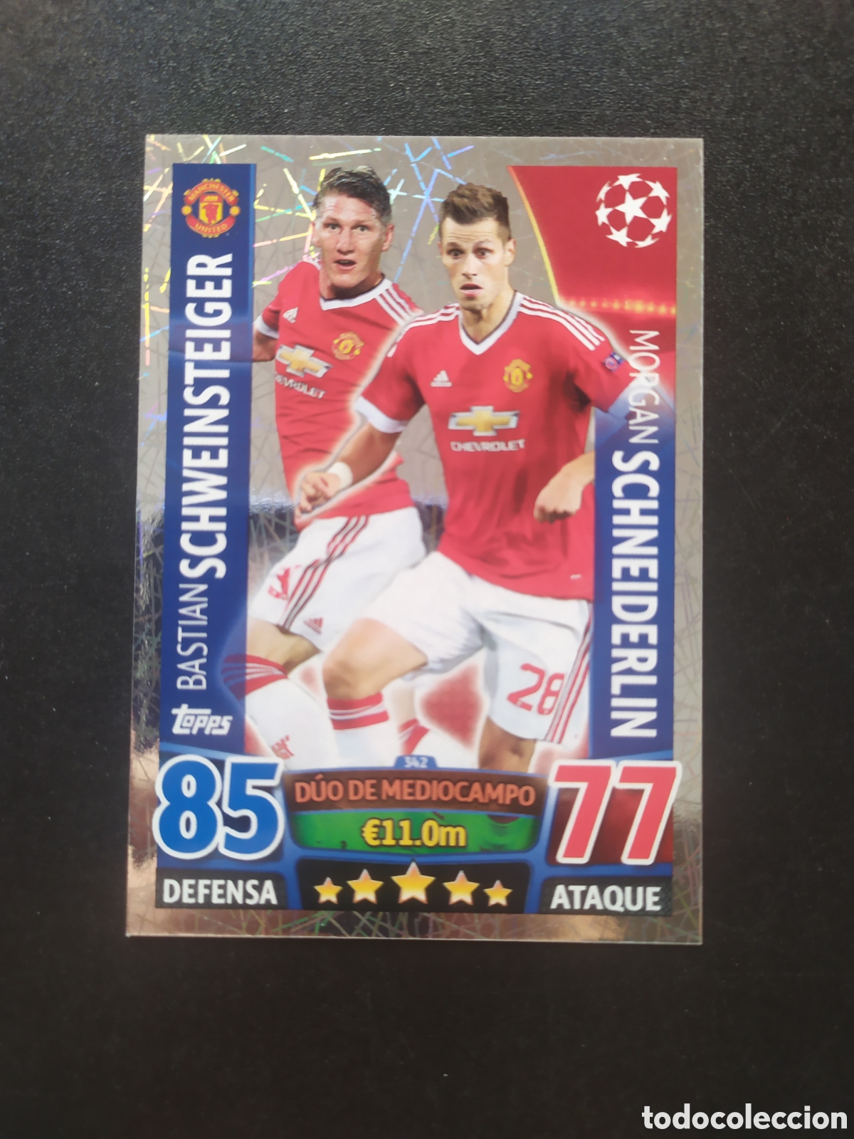 Cromos de f&uacute;tbol: UEFA Champions match attax topps 2015 2016 15 16 Schweinsteiger Schneiderlin 342 Manchester United
