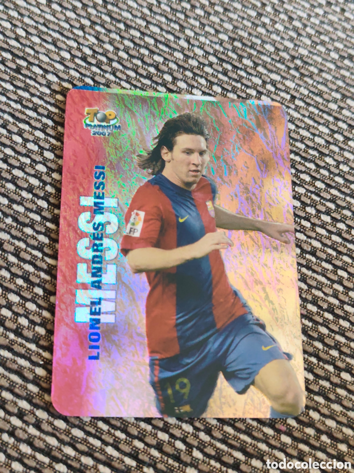 Cromos de f&uacute;tbol: 730 MESSI FC BARCELONA JASPEADO TOP PLATINUM MUNDICROMO 2006 2007
