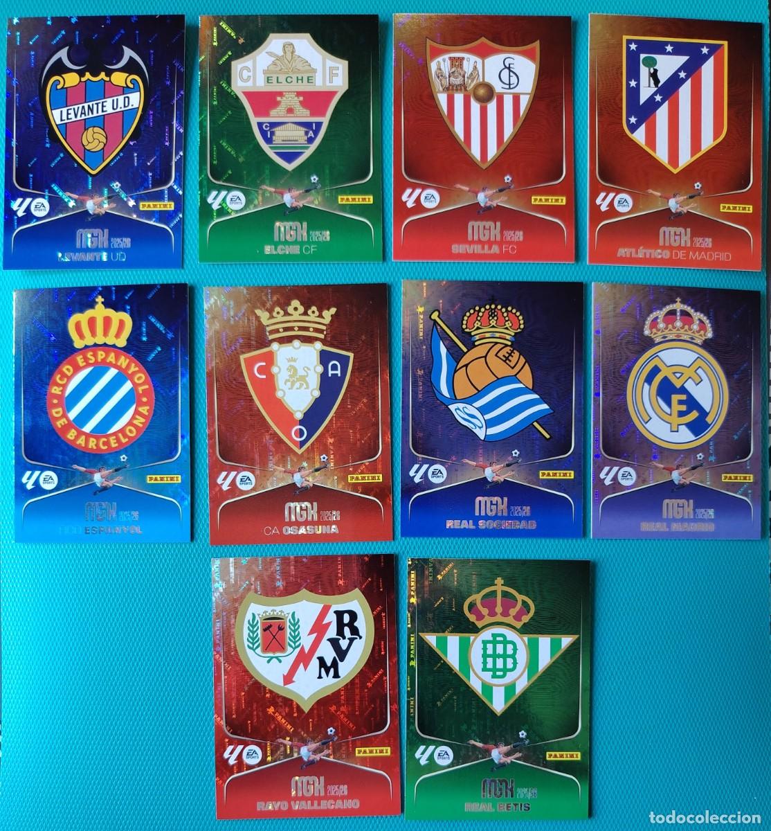 Cromos de f&uacute;tbol: 10 CROMOS MEGACRACKS - ESCUDOS - TEMPORADA 2025 / 26 - NUEVOS - 040PLH