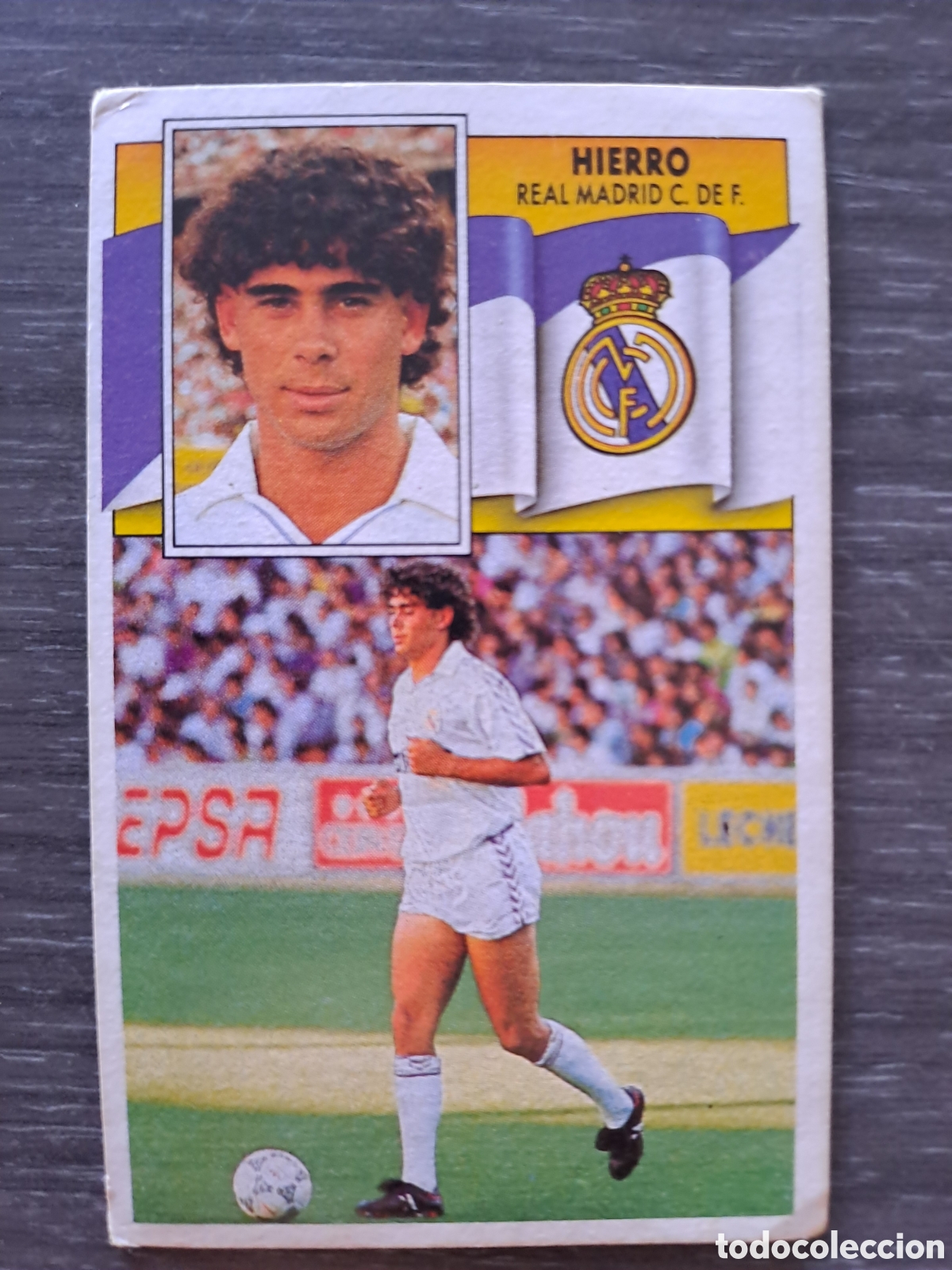 Cromos de f&uacute;tbol: LIGA ESTE 90-91 FERNANDO HIERRO REAL MADRID SIN PEGAR Cromo original de FERNANDO HIERRO