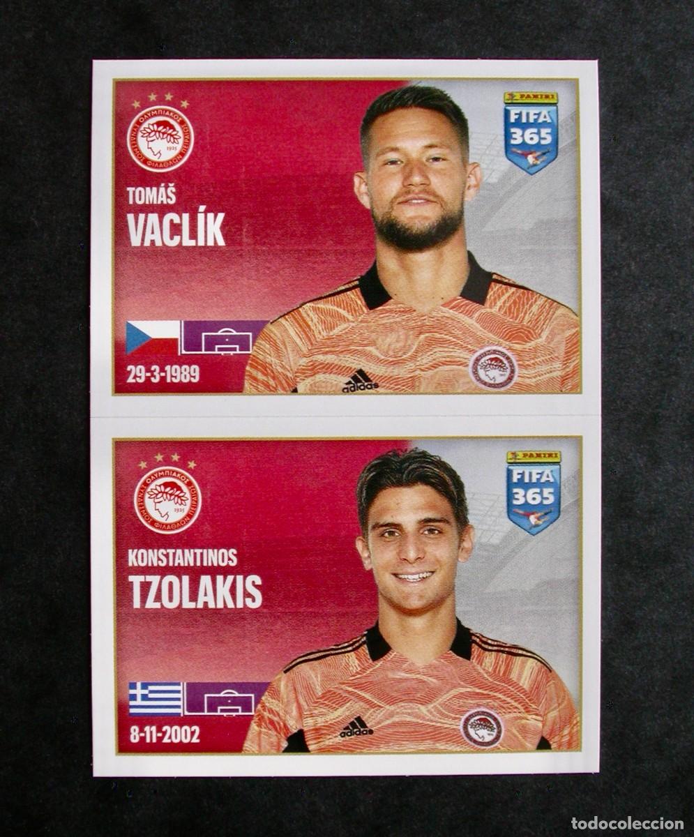 Football Stickers: 214 VACL&Iacute;K-TZOLAKIS / OLYMPIAKOS / THE GOLDEN WORLD OF FOOTBALL /PANINI FIFA 365 2021 2022 /STICKERS