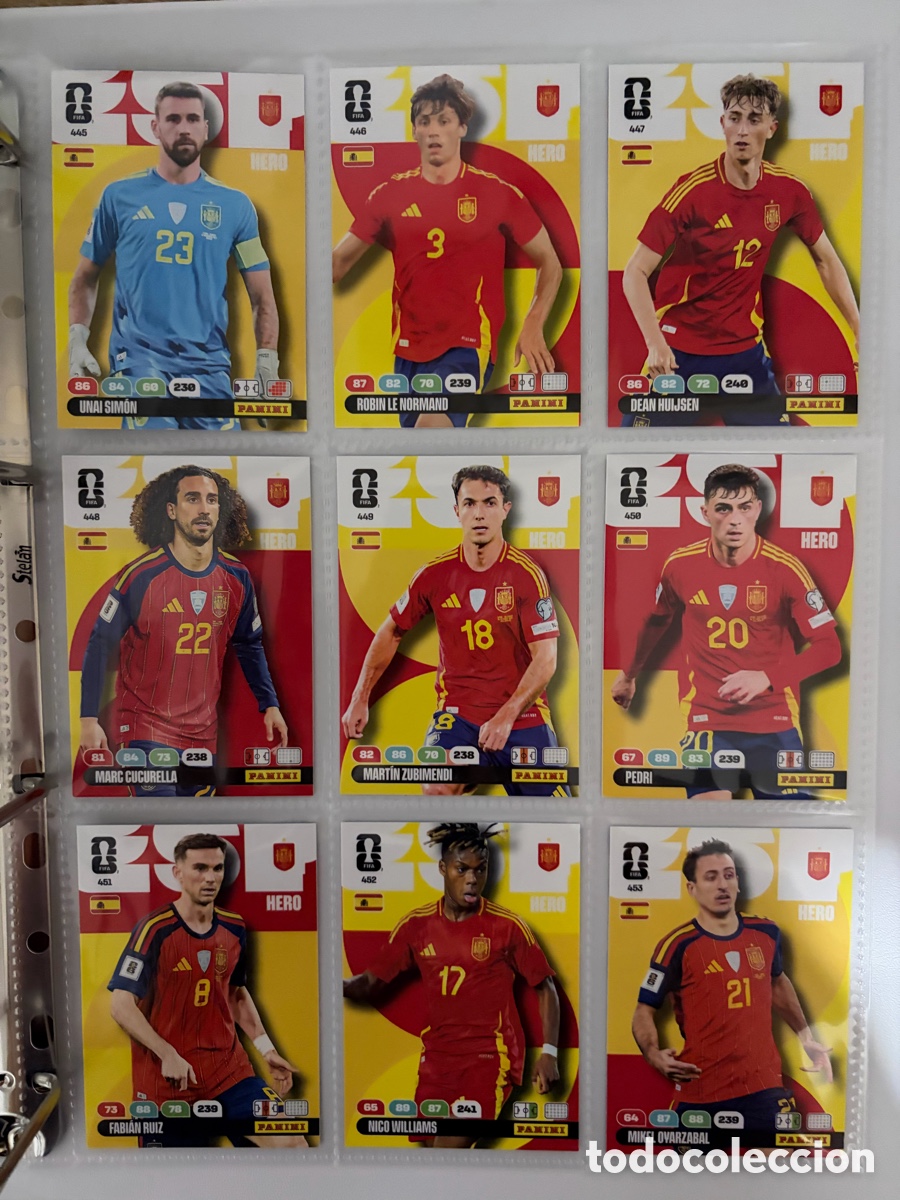 Cromos de f&uacute;tbol: ESPA&Ntilde;A SELECCI&Oacute;N ESPA&Ntilde;OLA LOTE COMPLETO B&Aacute;SICO ADRENALYN FIFA WORLD CUP MUNDIAL 2026 26