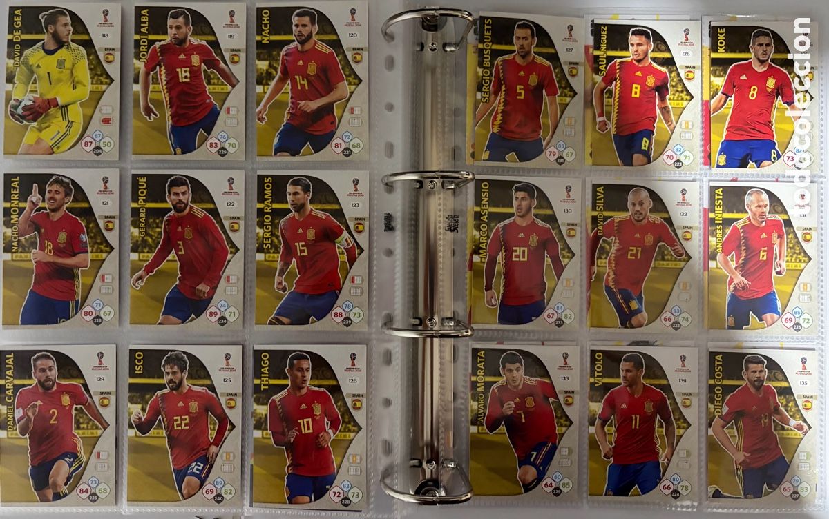 Cromos de f&uacute;tbol: ESPA&Ntilde;A SELECCI&Oacute;N ESPA&Ntilde;OLA LOTE COMPLETO B&Aacute;SICO ADRENALYN FIFA WORLD CUP MUNDIAL 2018 18