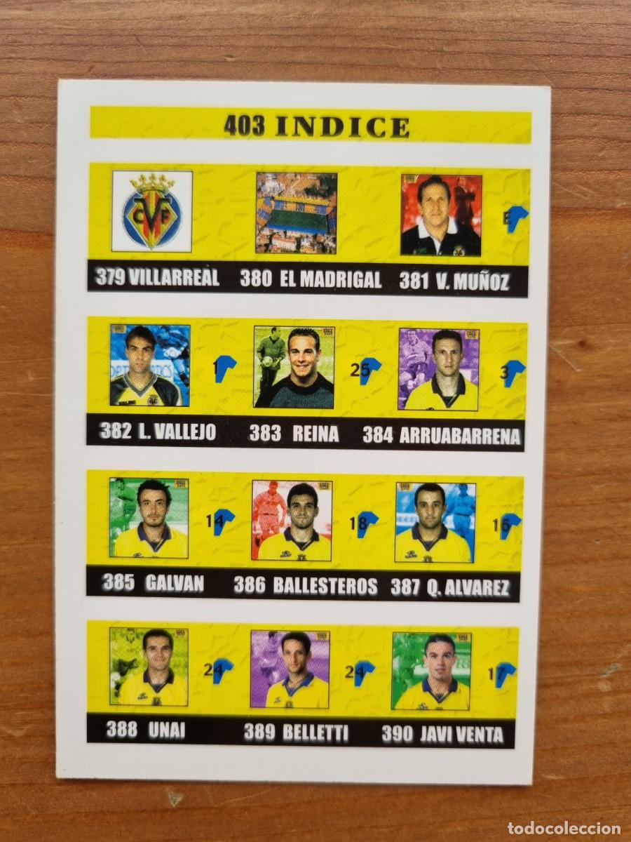 Cromos de f&uacute;tbol: 403 &Iacute;NDICE (Villarreal CF). Las Fichas de la Liga 2002 2003 02 03 (Mundicromo)