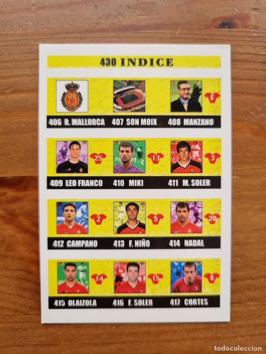 Cromos de f&uacute;tbol: 430 &Iacute;NDICE (RCD Mallorca). Las Fichas de la Liga 2002 2003 02 03 (Mundicromo)