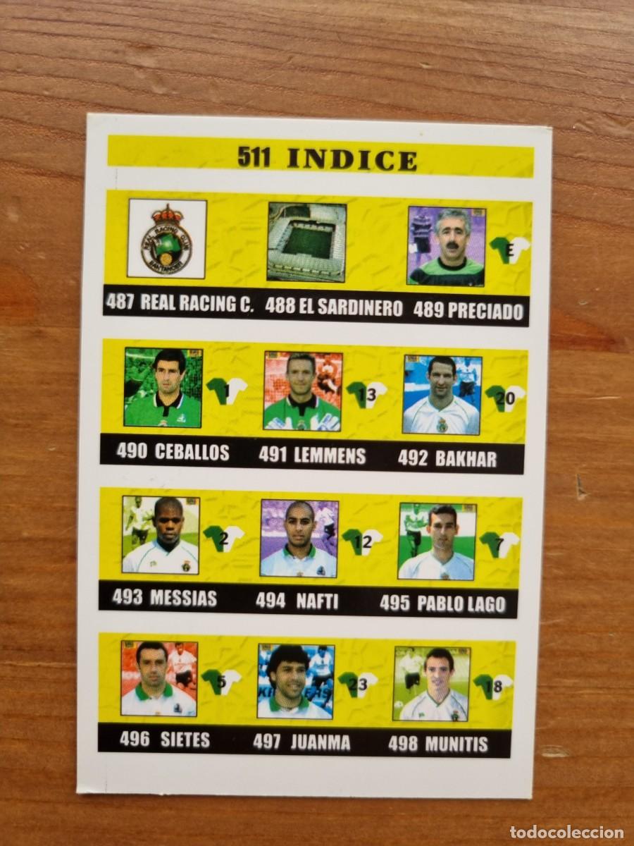 Cromos de f&uacute;tbol: 511 &Iacute;NDICE (Racing de Santander). Las Fichas de la Liga 2002 2003 02 03 (Mundicromo)