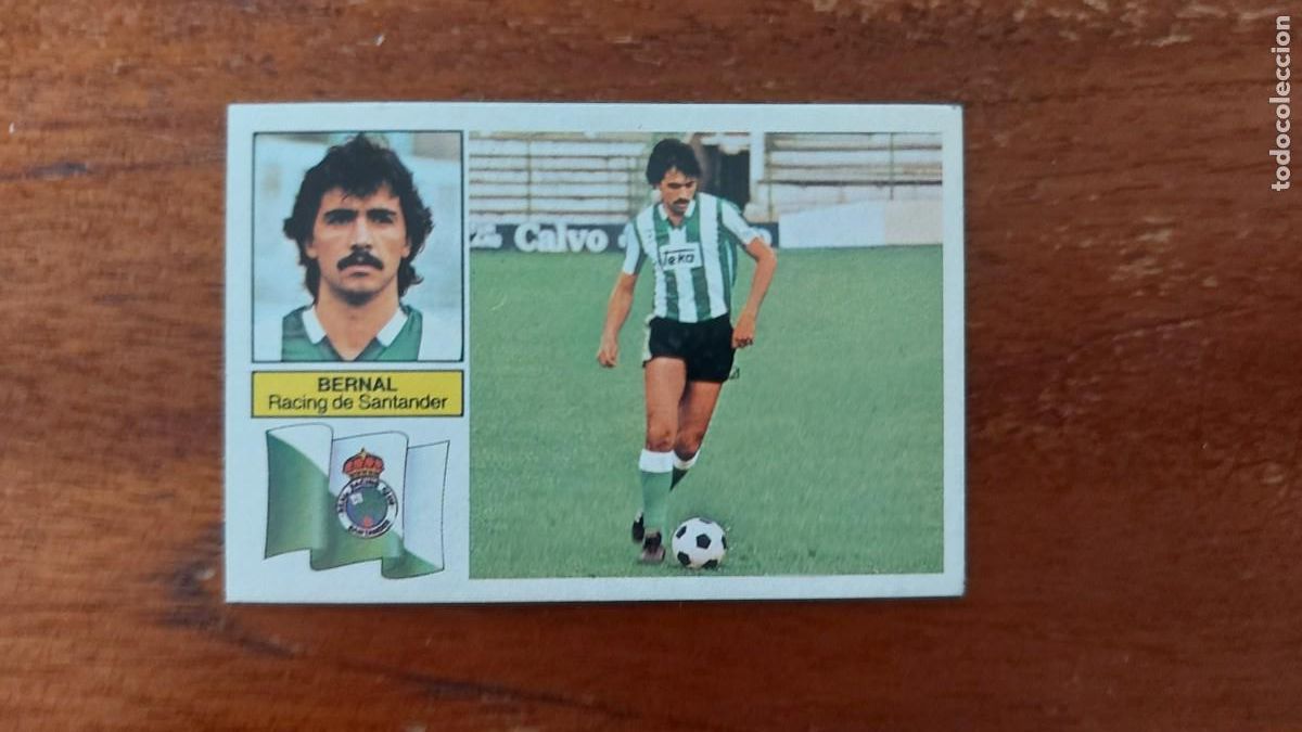 Fu&szlig;ball-Sticker: BERNAL ( RACING DE SANTANDER ) ESTE 82/83 1982/83 nuevo sin pegar - Camiseta blanca y verde