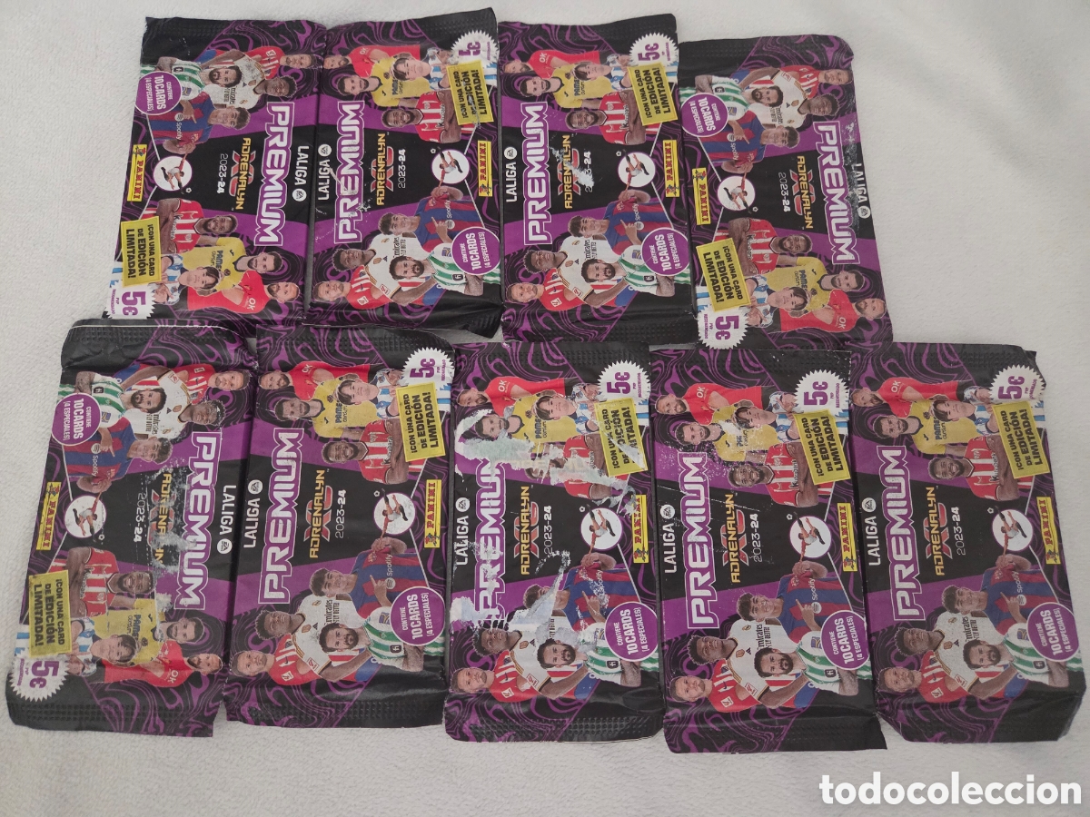 Cromos de f&uacute;tbol: Lote de 9 sobres de cromos Panini Adrenalyn Premium de la temporada 2023-2024 leer bien