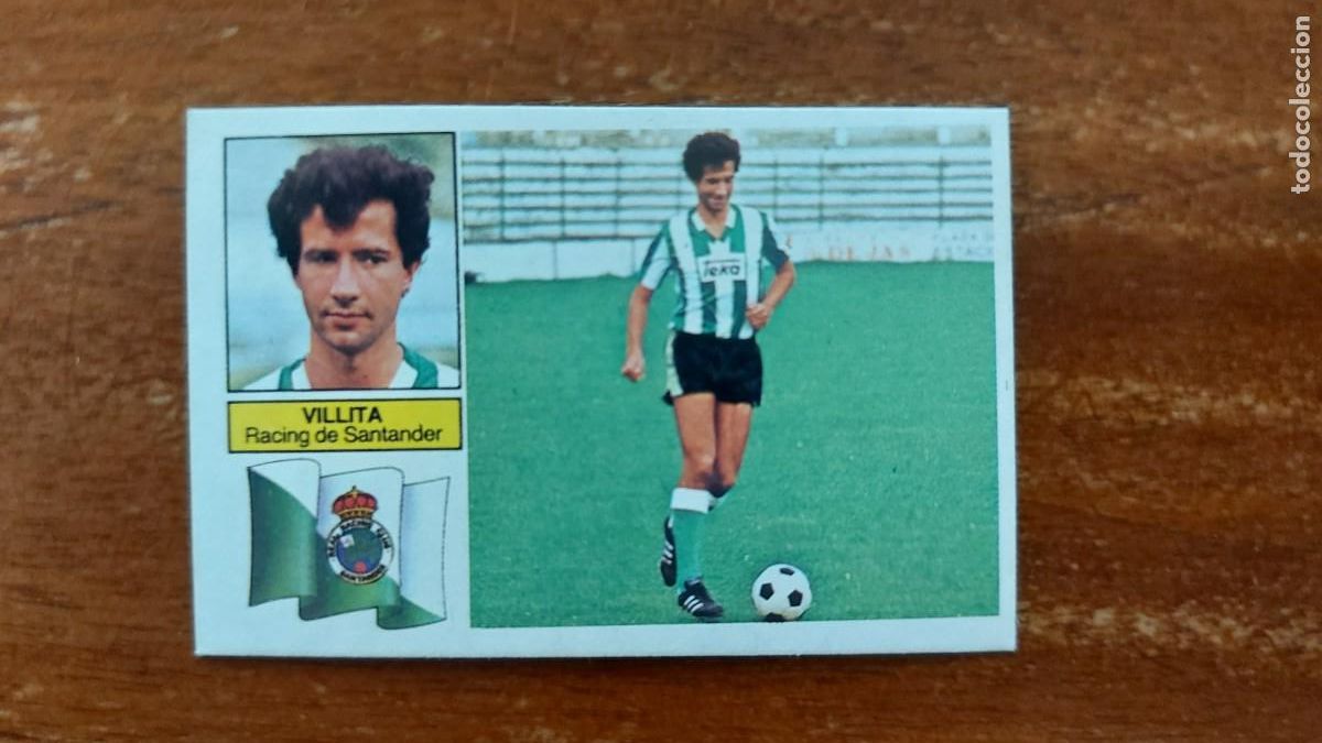 Fu&szlig;ball-Sticker: VILLITA ( RACING DE SANTANDER ) ESTE 82/83 1982/83 nuevo sin pegar - camiseta blanca y verde