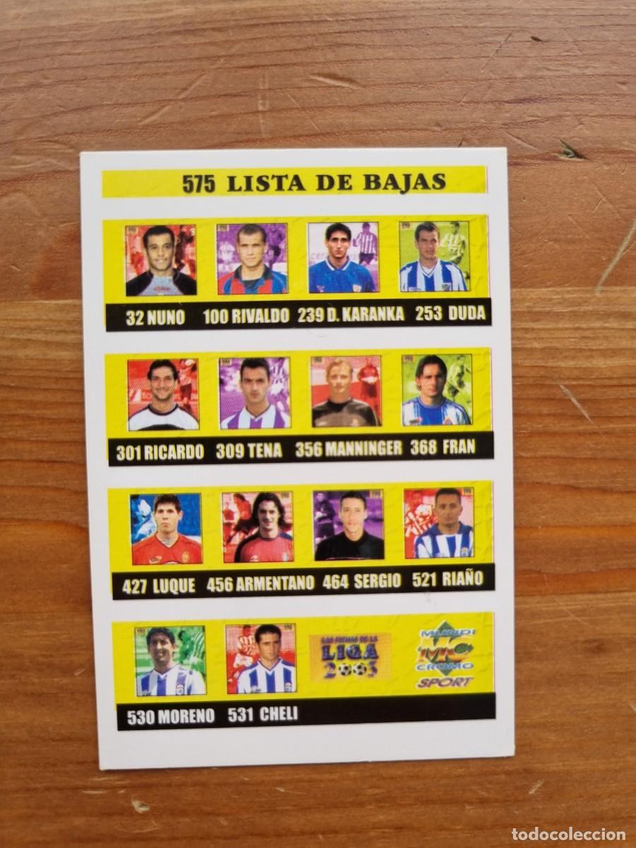 Cromos de f&uacute;tbol: 575 LISTA DE BAJAS. Las Fichas de la Liga 2002 2003 02 03 (Mundicromo)