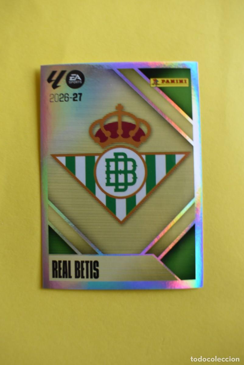 Cromos de f&uacute;tbol: Cromo Liga 2026 2027. 26 27. Escudo. Betis. N. &ordm; 1. ESTE. Panini