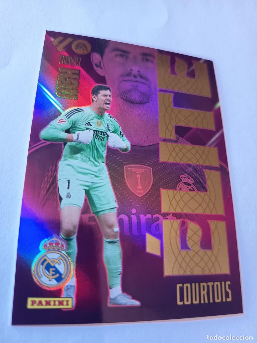 Figurine di Calcio: CARD 4 &Eacute;LITE THIBAUT COURTOIS REAL MADRID B&Eacute;LGICA - MEGACRACKS MGK LIGA 2026 2027 26 27 PANINI