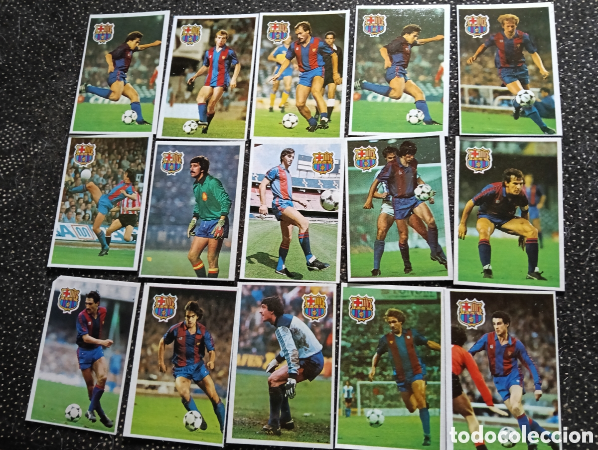 Fu&szlig;ball-Sticker: Lote de 15 cromos del F. C. Barcelona liga 1984-85, sin pegar y en buen estado todos menos uno que l
